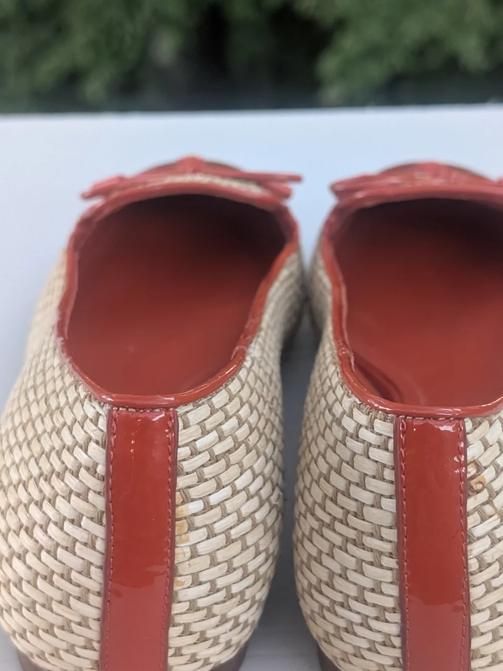Tory Burch Coral Patent & Woven Ballet Flats